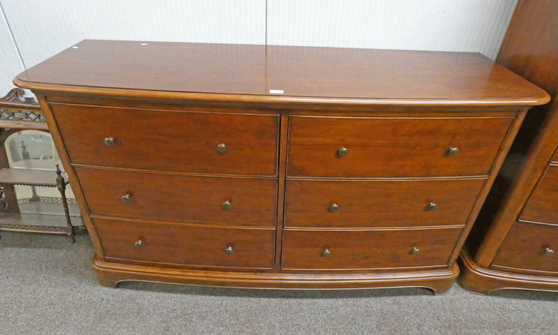 21ST CENTURY MAHOGANY BOW FRONT CHEST OF 6 DRAWERS BY WILLIS & GAMBIER,