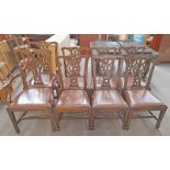 SET OF 8 EARLY 20TH CENTURY OAK DINING CHAIRS INCLUDING 2 OPEN ARMCHAIRS ON SQUARE SUPPORTS
