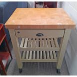 PAINTED TROLLEY WITH SINGLE DRAWER.