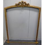19TH CENTURY STYLE GILT OVERMANTLE FRAME SURMOUNTED BY PRINCE OF WALES FEATHERS 160 CM TALL