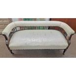 19TH CENTURY STYLE MAHOGANY FRAMED SETTEE ON REEDED SUPPORTS
