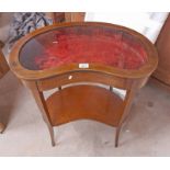 EARLY 20TH CENTURY INLAID MAHOGANY BIJOUTERIE TABLE WITH LIFT TOP,