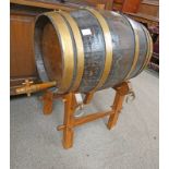 METAL BOUND WHISKY BARREL ON STAND