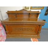 19TH CENTURY CARVED OAK BUFFET WITH SHELF BACK,