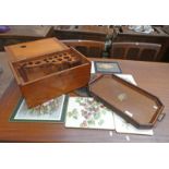 MAHOGANY MICROSCOPE BOX & MAHOGANY TRAY