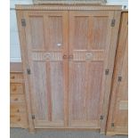 HEALS STYLE LIMED OAK LADIES 2 DOOR WARDROBE WITH CARVED FLORAL DECORATION & HANDLES MADE FOR WYLIE
