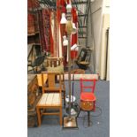 ELM STOOL, CHILDS PAINTED CHAIR, 3 STANDARD LAMPS,