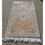 CHINESE RUG WITH PINK & CREAM FLORAL PATTERN 155 CM LONG