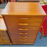 TEAK TALL CHEST OF 6 DRAWERS.