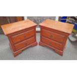 PAIR OF 21ST CENTURY HARDWOOD 2 DRAWER BEDSIDE CHESTS,