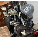 POWAKADDY GOLF BAG & VARIOUS GOLF CLUBS TO INCLUDE BRANDS SUCH AS PING,
