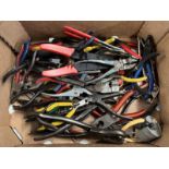 BOX OF VARIOUS PLIERS,