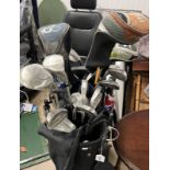 GOLF BAG AND VARIOUS WILSON PROSTAFF OD PLUS GOLF CLUBS - SOME STILL WRAPPED
