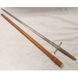 GEORGE V SCOTTISH OFFICERS CROSS BAR BROAD SWORD WITH 81CM LONG DOUBLE FULLERED BLADE BY SANDERSON