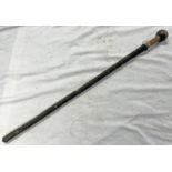 EARLY 20TH CENTURY ZULU KNOBKERRIE WITH GLOBULAR HEAD ON WIRE BOUND SHAFT 83 CM LONG