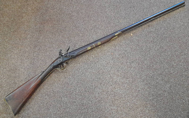 13 BORE FLINTLOCK SPORTING GUN BY J COLLINS WITH 35" 2 STAGE BARREL WITH GOLD LINED TOUCH HOLE,