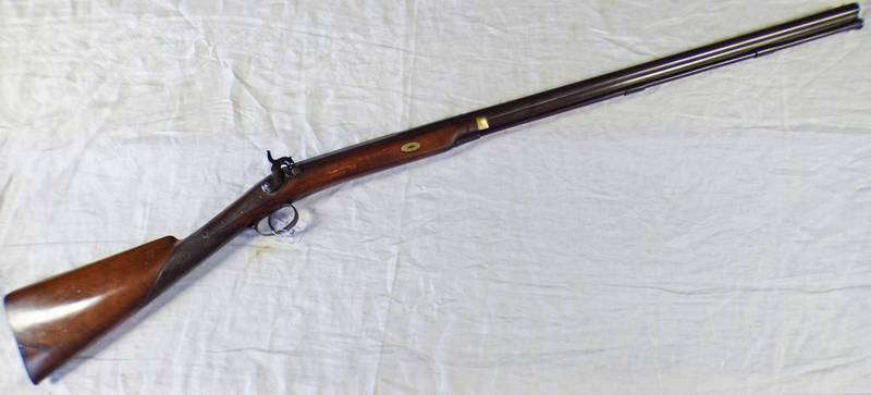 13 BORE PERCUSSION SPORTING GUN SIGNED HOLLAND, WITH 80.