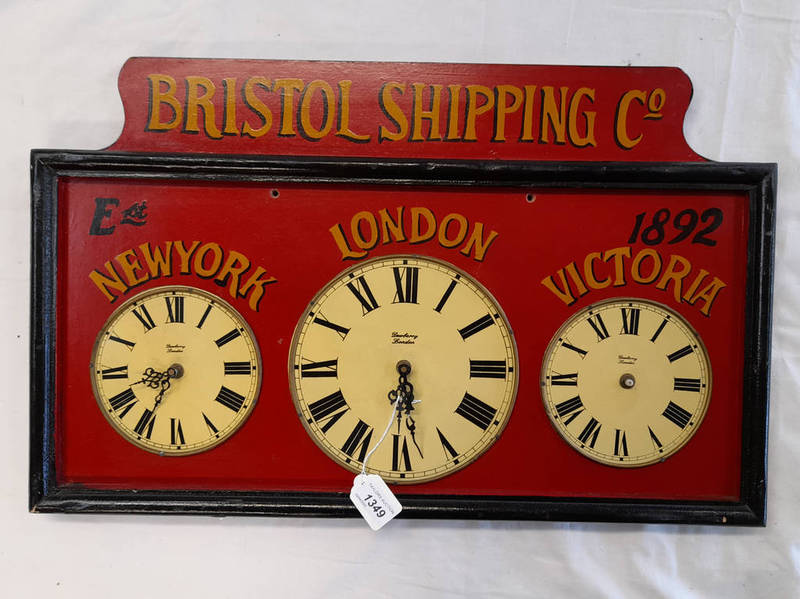 20TH CENTURY WALL PLAQUE/CLOCK MARKED 'BRISTOL SHIPPING CO, NEW YORK,