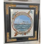 EARLY 20TH CENTURY PAINTED GLASS PLAQUE OF THE SS BELLGRANO,