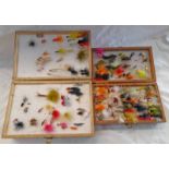 TWO MULTI SECTION FLY BOXES WITH A GOOD SELECTION OF FLYS