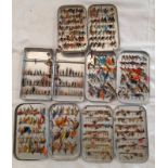 5 RICHARD WHEATLEY FLY BOXES, THREE OF WHICH ONE SILMALLOY,