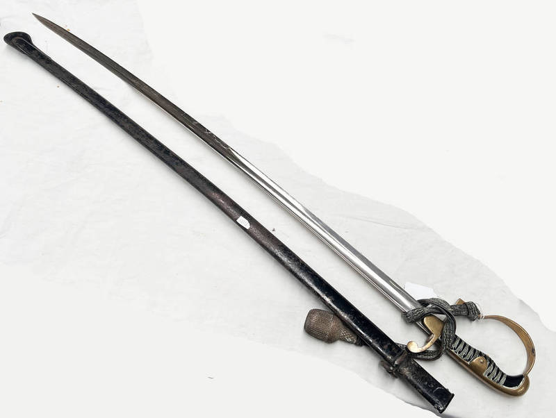 IMPERIAL GERMAN SWORD, 78.5CM CURVED BLADE, MARKED P.D.