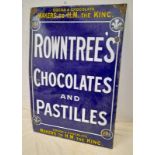 ENAMEL SIGN 'ROWNTREES CHOCOLATES & PASTILLES, COCOA & CHOCOLATE MAKERS TO HM THE KING' 51 X 76.