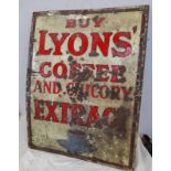 ENAMEL SIGN 'BUY LYONS COFFEE' 99 X 75 CM