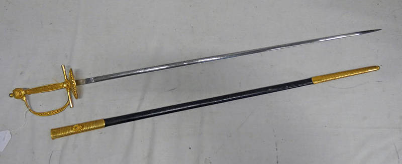 COURT SWORD WITH 79CM LONG LENTICULAR-SECTION BLADE, ETCHED,