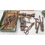 SELECTION OF TOOLS TO INCLUDE BOLT CUTTERS, DUNLOP FOOT PUMP, BALL PEIN & OTHER HAMMER HEADS,