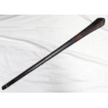 LATE 19TH OR EARLY 20TH CENTURY TONGAN AKALL TAU OR CLUB 117CM LONG WITH RAISED MEDIAL RIDGE AND A