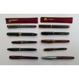 SELECTION OF VARIOUS FOUNTAIN PENS INCLUDING CONWAY STEWART DINKY 550, GOLDEN PLATIGNUMS,