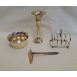 SILVER 5-BAR TOAST RACK, SILVER BOWL, SILVER POSY VASE ETC - 110 G WEIGHABLE SILVER.