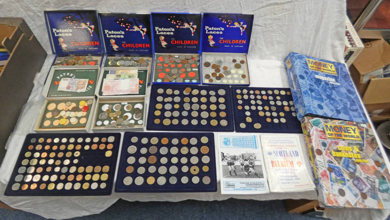 GOOD SELECTION OF VARIOUS WORLDWIDE COINAGE & BANKNOTES HOUSED IN TRAVEL CASES, ALBUMS, ETC,