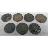 7 X EDWARD I (1272-1307) SILVER PENNIES,