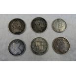 3 X 1817 GEORGE III HALFCROWNS, 1887 VICTORIA HALFCROWN,