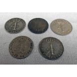 5 X GEORGE III SILVER FOURPENCE TO INCLUDE 1763, 1772, 1780,