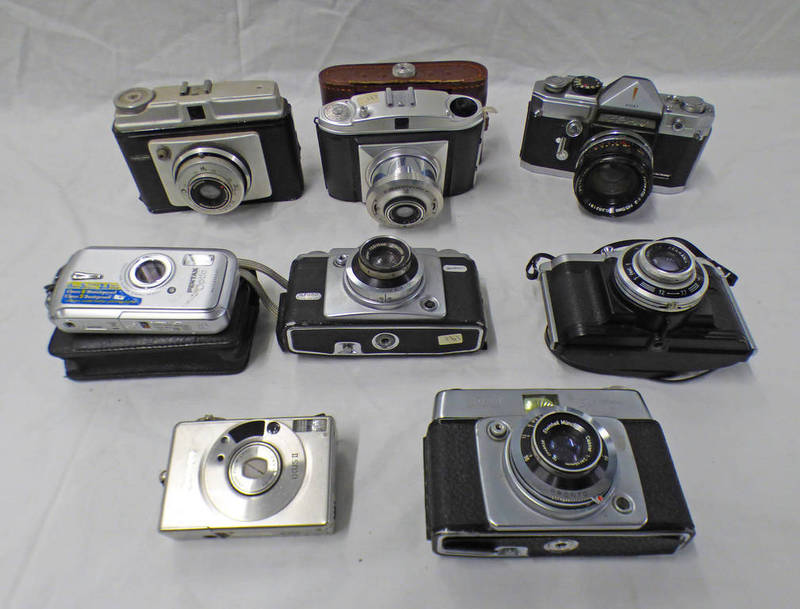 SELECTION OF 8 CAMERAS TO INCLUDE PETRI FLEX V WITH 55 MM LENS,