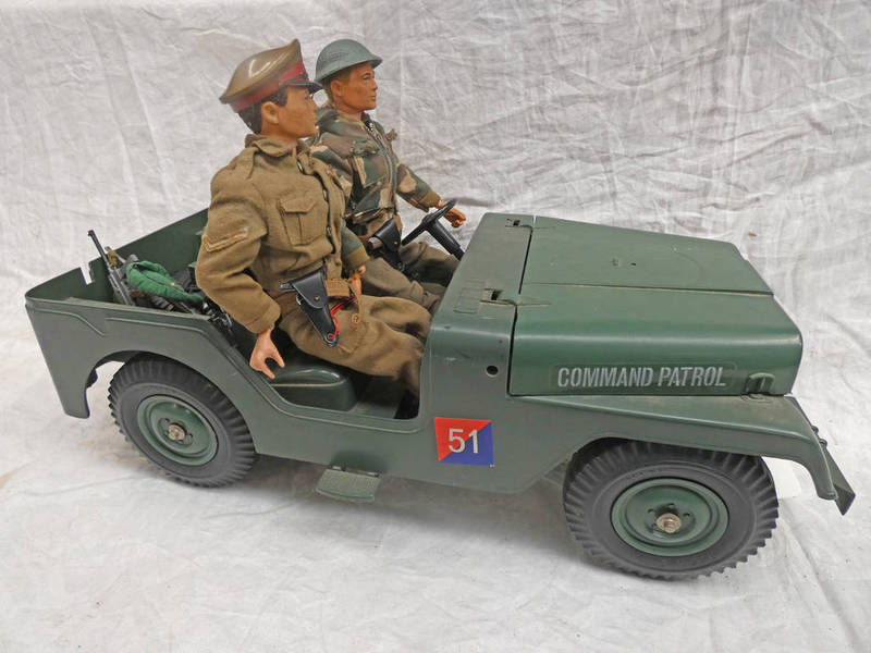 TWO VINTAGE ACTION MEN TOGETHER WITH JEEP