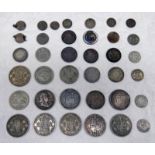 SELECTION OF WORLD COINAGE TO INCLUDE 1697 WILLIAM III SHILLING, 1888 & 1890 VICTORIA HALF CROWNS,