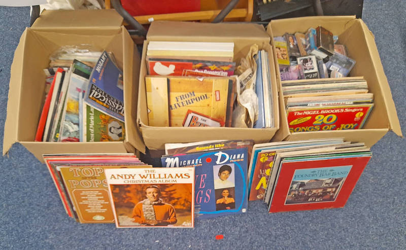 SELECTION OF VINYL RECORDS & CASSETTES INCLUDING ARTIST SUCH AS SHIRLEY BASSEY, DIANA ROSS,