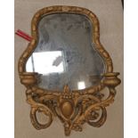 19TH CENTURY GILT FRAMED MIRROR WITH CANDLESTICKS,