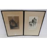 JACKSON SIMPSON, ABERDEEN CATHEDRAL & CASTLE SCENE, BOTH SIGNED, FRAMED ETCHINGS,