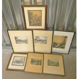 SELECTION OF FRAMED ETCHINGS, ETC TO INCLUDE; W JOHNSTONE, DEN OF MUNROS, SIGNED, A WATSON TURNBULL,