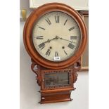 EARLY 20TH CENTURY MAHOGANY WALL CLOCK WITH CIRCULAR DIAL 70CM TALL