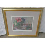 MARY ARMOUR POPPIES & PANSIES SIGNED IN PENCIL FINE ARTS SOCIETY STAMP FRAMED PRINT 26 X 33 CM