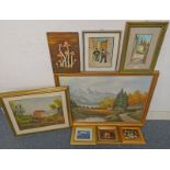 SELECTION OF OIL PAINTINGS, OLEOGRAPHS, ETC TO INCLUDE; K WOODMAN, HIGHLAND SCENE, SIGNED,