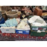 4 BOXES OF VARIOUS LINEN,