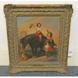 LOT WITHDRAWN 19TH CENTURY OIL PAINTING, RIDING A SHETLAND PONY, UNSIGNED ,