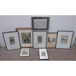 SELECTION OF FRAMED ETCHINGS TO INCLUDE; MICHAEL MCVEIGH 'MID STREET KEITH' 3/20, SIGNED,